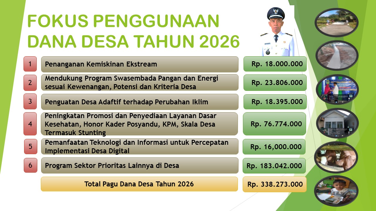 Fokus Penggunaan Dana Desa tahun 2026